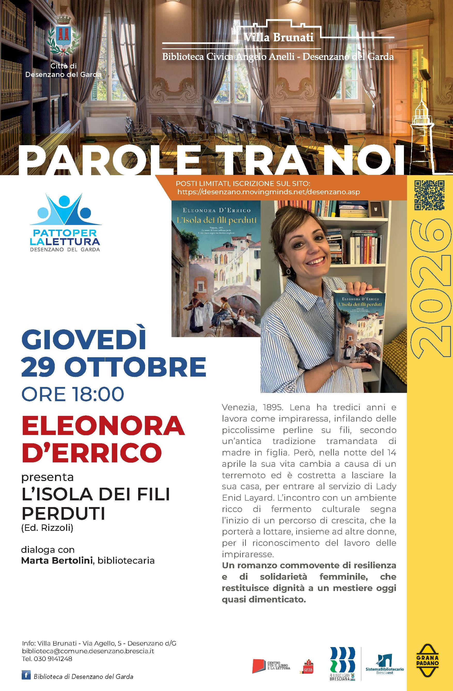 giovedì 29 OTTOBRE, ore 18:00 PAROLE TRA NOI: Eleonora D’errico